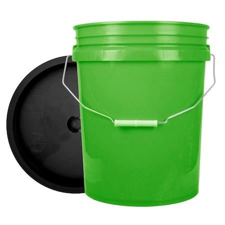 World Enterprises Bucket, 12 in H, Lime Green and Black 5LIGRN,345BLK